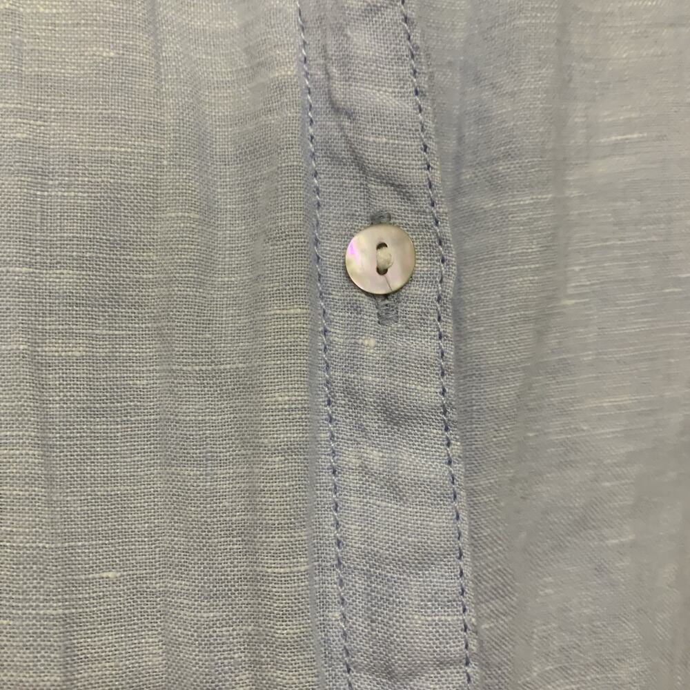Sigrid Olsen Shirt Womens 2X Blue 100% Linen Button Up Roll Tab Coastal Minimal - Picture 5 of 5